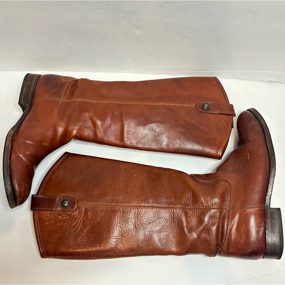 Frye Melissa Button Tall Riding Boots Cognac Saddle Brown 9 - Picture 5 of 13